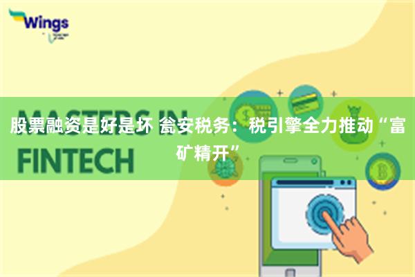 股票融资是好是坏 瓮安税务：税引擎全力推动“富矿精开”