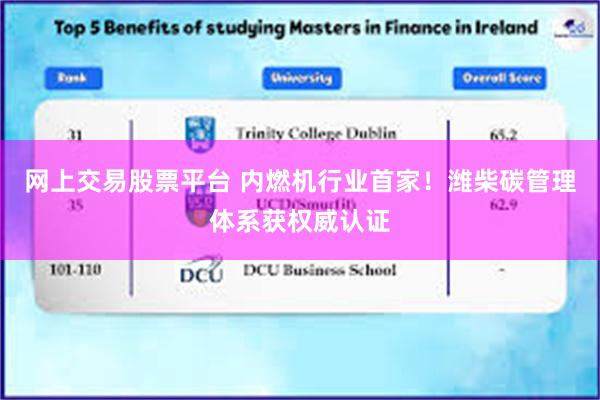 网上交易股票平台 内燃机行业首家!潍柴碳管理体系获权威认证